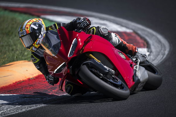 A Panigale being ridden on track