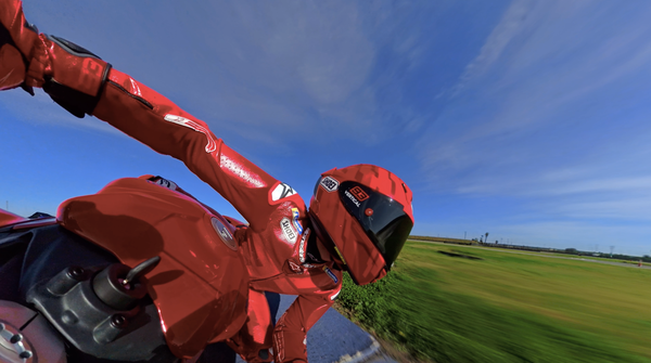 Marc Marquez testing the 2025 Panigale V2 at the Aspar circuit
