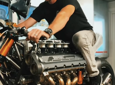 The Hazen Motorworks HF355 Ferrari V8-powered motorcycle